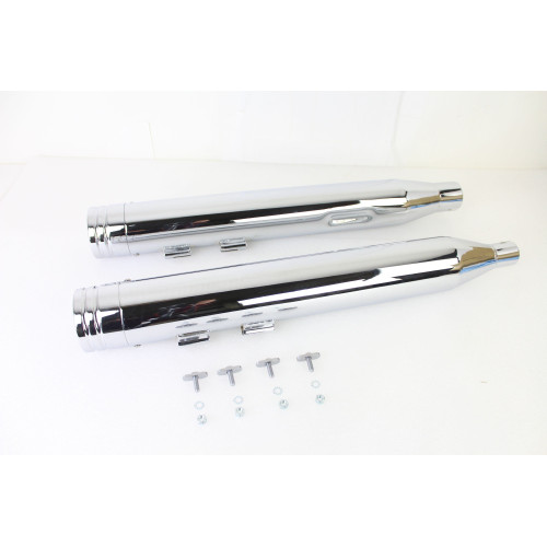 PartzBiz HD: 4421138-Chrome Wyatt Gatling ท่อไอเสียแบบสวม 4” 2 Ring Comet Tip Harley Touring 17-20
