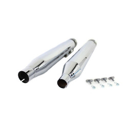 PartzBiz HD VT30-4015 - Chrome Wyatt Gatling 4" Slip-On Mufflers w/ Black Comet Tip Harley Touring 17-20 PartzBiz HD VT30-4015 - Chrome Wyatt Gatling 4" Slip-On Mufflers w/ Black Comet Tip Harley Touring 17-20
