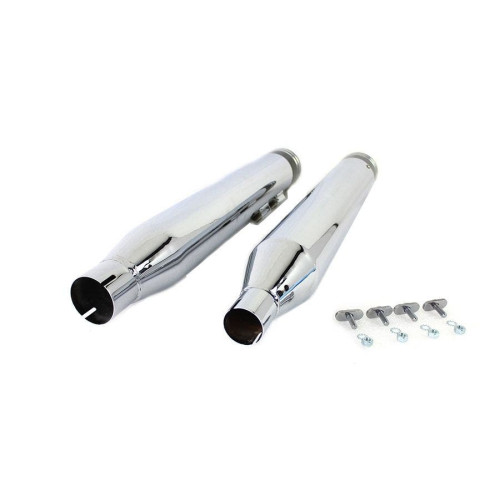 PartzBiz HD: 4421139-Chrome Wyatt Gatling 4" Slip-On Mufflers w/ Black Comet Tip Harley Touring 17-20