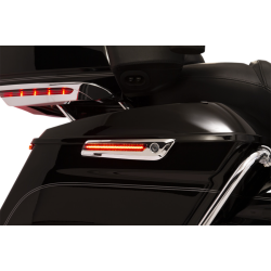 PartzBiz HD DS35011821 - Ciro 40070 Chrome LED Saddlebag Hinge Cover Smoke Lens RTB Lights Harley 14-Up