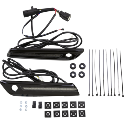 PartzBiz HD DS35011822 - Ciro 40071 Black LED Saddlebag Hinge Cover Smoke Lens RTB Lights Harley 14-Up