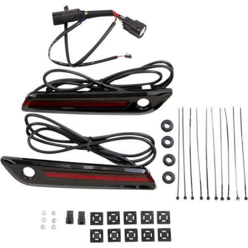 PartzBiz HD: 4421100-Ciro 40171 สีดำ LED ฝาครอบบานพับกระเป๋าข้างเลนส์สีแดงไฟ RTB สำหรับ Harley 14-Up PartzBiz HD: 4421100-Ciro 40171 สีดำ LED ฝาครอบบานพับกระเป๋าข้างเลนส์สีแดงไฟ RTB สำหรับ Harley 14-Up
