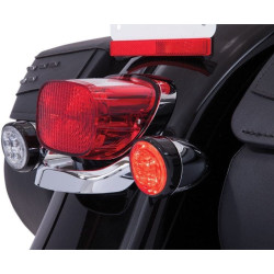 PartzBiz HD DS20402209 - Ciro 45521 Fang ไฟเลี้ยว LED แทรกสีดำสีแดง Harley Touring 00-Up