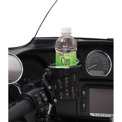 PartzBiz HD DS06360082 - Ciro 50611 สีดำซ้ายหรือขวา Perch Mount ผู้ถือเครื่องดื่มสำหรับ Harley หรือเมตริก