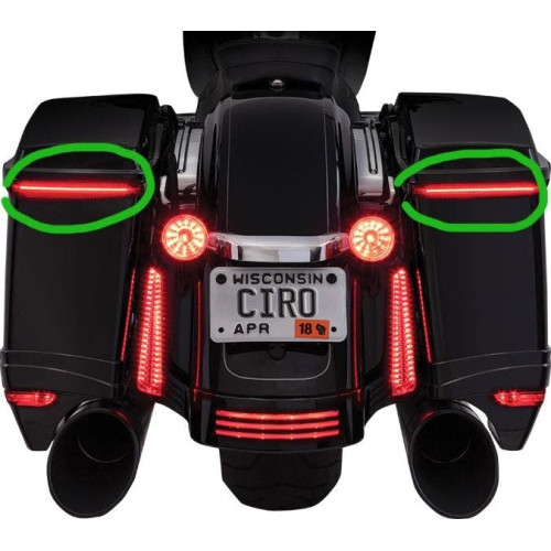 PartzBiz HD: 4421036-Ciro 40038 กระเป๋า Blades Saddlebag Accent ไฟตัวบ่งชี้สีแดง Harley Touring 97-13