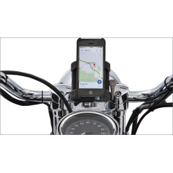 PartzBiz HD DS44020603 - Ciro Black 1-1/4" Bar Mount Premium Smartphone/GPS Holder w/o Charger | 50315