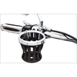 PartzBiz HD DS06360022 - Ciro Black 7/8" and 1" Bar Mount Drink Holder for Harley or Metric Models | 50413