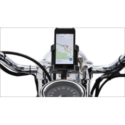 PartzBiz HD DS44020592 - Ciro Black 7/8" and 1" Bar Mount Premium Smartphone/GPS Holder with Charger | 50213