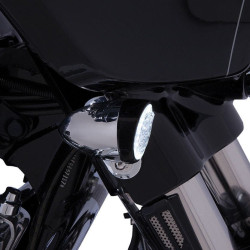 PartzBiz HD DS20402019 - Ciro Black Bullet Style Fang LED ไฟเลี้ยวหน้าแทรกฟังก์ชั่น Dual Harley | 45420