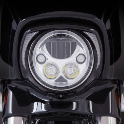 PartzBiz HD DS20011320 - Ciro สีดำ LED Fang ฝาครอบไฟหน้าสำหรับ Harley Touring FLH/T 14-16 | 45201