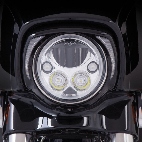 PartzBiz HD: 4421013-Ciro สีดำ LED Fang ฝาครอบไฟหน้าสำหรับ Harley Touring FLH/T 14-16 | 45201