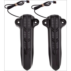 PartzBiz HD DS04030137 - Ciro ฝาครอบตัวเลื่อนขาท่อนล่างสีดำพร้อมไฟ LED สีเหลืองอำพันสำหรับ Harley Touring FLH/T 14-16 | 43003