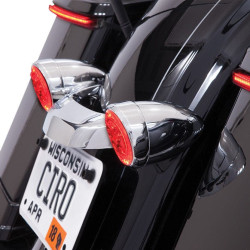 PartzBiz HD DS20402018 - Ciro Chrome Bullet Style Fang LED สัญญาณไฟเลี้ยวด้านหลังแทรกฟังก์ชั่น Dual Harley | 45401 PartzBiz HD DS20402018 - Ciro Chrome Bullet Style Fang LED สัญญาณไฟเลี้ยวด้านหลังแทรกฟังก์ชั่น Dual Harley | 45401