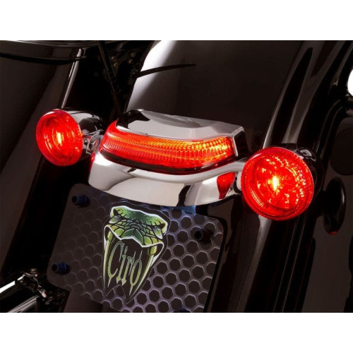 PartzBiz HD: 4420996-Ciro Chrome Crown ไฟท้าย Lightsstrike Tech Chrome Smoke Harley Touring 14-Up