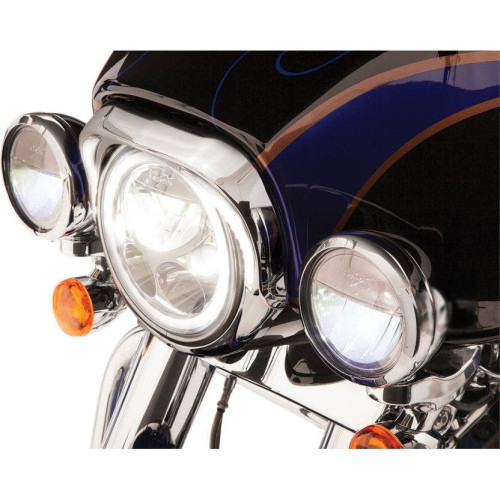 PartzBiz HD: 4420963-Ciro Chrome LED 7" Headlight Bezel Trim Ring for Harley FLH/T 96-13 45210