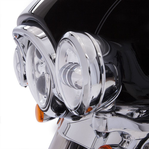 PartzBiz HD: 4420964-Ciro Chrome LED Fang ฝาครอบไฟหน้าสำหรับ Harley Touring FLH/T 14-16 | 45200 PartzBiz HD: 4420964-Ciro Chrome LED Fang ฝาครอบไฟหน้าสำหรับ Harley Touring FLH/T 14-16 | 45200