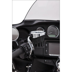 PartzBiz HD DS06360019 - Ciro Chrome Left or Right Perch Mount Drink Holder for Harley or Metric Models | 50410