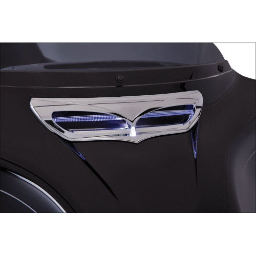 PartzBiz HD: 4420968-Ciro Chrome Lighted Fairing Scoop Intake Trim Accent สำหรับ Harley FLH/T 14-16 | 40010