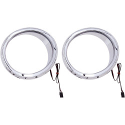 PartzBiz HD DS44050421 - Ciro Chrome LED Front Speaker Bezels Accents for Harley Batwing FLH/T 14-16 | 42100