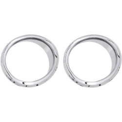 PartzBiz HD DS44050422 - Ciro Chrome Non LED Front Speaker Bezels Accents for Harley Batwing FLH/T 14-16 | 42105