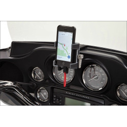 PartzBiz HD DS44020596 - Ciro Fairing Mount Premium Smartphone/GPS Holder with Charger Harley 14-16 FLH/T | 50217