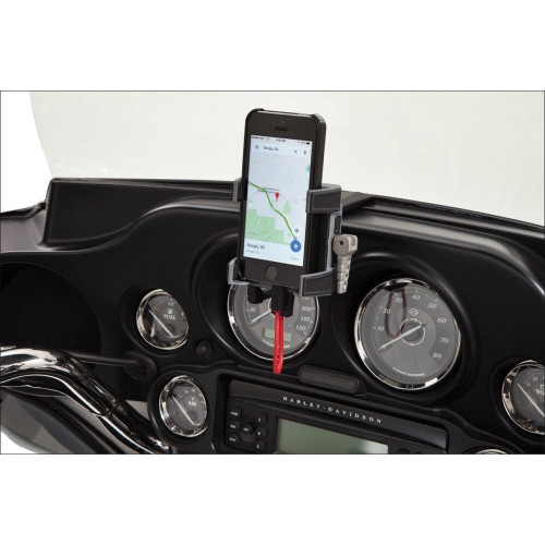 PartzBiz HD: 4420943-Ciro Fairing Mount ที่วางสมาร์ทโฟน/GPS ระดับพรีเมียมพร้อมที่ชาร์จ Harley 14-16 FLH/T | 50217