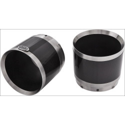 PartzBiz HD DS18020318 - Ciro Stainless Carbon Machined Muffler Tips Ciro Megaphone / Straight (Pr) | 31400
