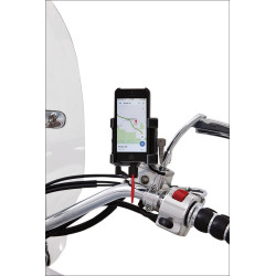 PartzBiz HD DS44020597 - Ciro Universal Mirror Stem Mount for Premium Smartphone/GPS Holder with Charger | 50220