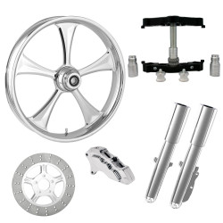 PartzBiz HD CLUTCH-SNGL-CHR-KIT-23PCKG - Clutch Chrome 23" Wheel Tire Single Side w/ Raked Triple Trees Lowers & Sliders | CLUTCH-SNGL-CHR-KIT-23PCKG