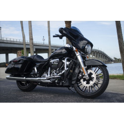 PartzBiz HD DS02012403 - Coastal Moto Black Cut Atlantic 3D 21 ” ล้อหน้า เฉพาะ Harley 08-17 W/ ABS | 3D-ATL213BC