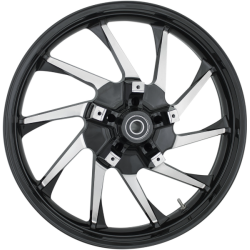 PartzBiz HD CM-HURR-BC - Coastal Moto Black Cut Hurricane Precision Cast 3D 21” แพ็คเกจล้อและยางสำหรับ Harley 00-23 | 3D-HUR213BCABST