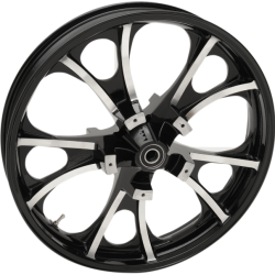 PartzBiz HD CM-LARGO-BC-TRK - Coastal Moto Black Cut Largo Precision Cast 3D 21” แพ็คเกจล้อและยางสำหรับ Harley Trike | 3D-LGO213BCABST