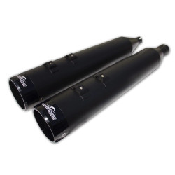 PartzBiz HD CM202830 - Coastal Moto Deep Shot Black 4.5" Slip-On Mufflers Harley Twin Cam & Evo 96-16