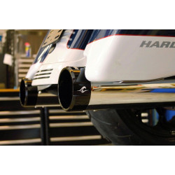 PartzBiz HD CM202775 - Coastal Moto Deep Shot Chrome 4.5" Slip-On Mufflers Harley Twin Cam & Evo 96-16