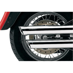 PartzBiz HD CBU-6001 - Cobra Chrome 3" Slash Cut Slip On Mufflers w/Billet Tip Harley 07-16 FLSTF FXSTD | 6001