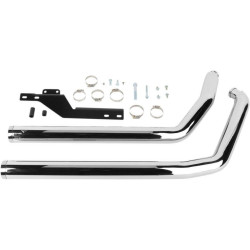 PartzBiz HD CBU-6811T - Cobra Chrome Dragsters 2:2 Drag Pipe Full Exhaust for Harley 07-11 Softail | 6811T