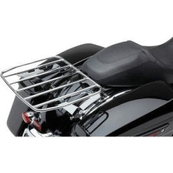 PartzBiz HD CBU602-2801 - Cobra USA 602-2801 Big Ass ที่ถอดออกได้แบนกระเป๋าเดินทาง Chrome Harley FLH 97-06