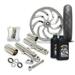 PartzBiz HD RC-HYDR-CHR-FRT-PKG-14 - Complete Chrome Front End Package w/ RC 21" Hydro Wheel & Tire Harley 14-19 FLH