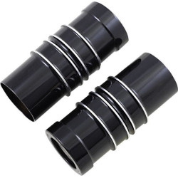 PartzBiz HD DS04110189 - Covington Customs Black Ripper Finned Billet Fork Bellows Leg Bells Harley 14-Up