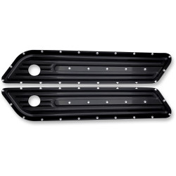 PartzBiz HD DS35010989 - Covingtons Customs Dimpled Black Saddlebag Hinge Latch ครอบคลุม Harley 14-15 - C1010-B
