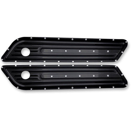 PartzBiz HD: 4420333-Covingtons Customs Dimpled Black Saddlebag Hinge Latch ครอบคลุม Harley 14-15 - C1010-B PartzBiz HD: 4420333-Covingtons Customs Dimpled Black Saddlebag Hinge Latch ครอบคลุม Harley 14-15 - C1010-B