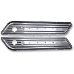 PartzBiz HD DS35010990 - Covingtons Customs Dimpled Chrome Saddlebag Hinge Latch ครอบคลุม Harley 14-15 - C1010-C