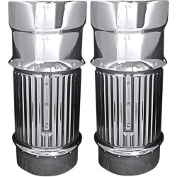 PartzBiz HD DS04110105 - Covingtons Customs Dimpled Chrome Fork Bellows Slider Covers Boot Harley 14-17 | แฮนด์ C1114-ซี