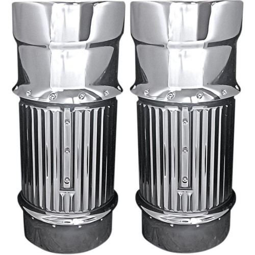 PartzBiz HD: 4420347-Covingtons Customs Dimpled Chrome Fork Bellows Slider Covers Boot Harley 14-17 | แฮนด์ C1114-ซี