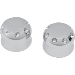 PartzBiz HD DS02140240 - Covingtons Customs Chrome Dimpled ฝาปิดเพลาหน้า Harley 07-17 Softail FLH FXDWG | C0010-ซี PartzBiz HD DS02140240 - Covingtons Customs Chrome Dimpled ฝาปิดเพลาหน้า Harley 07-17 Softail FLH FXDWG | C0010-ซี