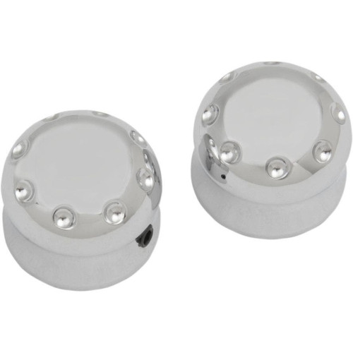 PartzBiz HD: 4420294-Covingtons Customs Chrome Dimpled Front Axle Caps Harley Softail FLH FXDWG XL | C0011-ซี PartzBiz HD: 4420294-Covingtons Customs Chrome Dimpled Front Axle Caps Harley Softail FLH FXDWG XL | C0011-ซี
