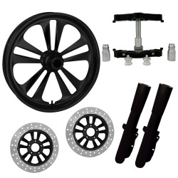 PartzBiz HD CRANK-DUAL-BLK-KIT-PCKG - Crank Black 23" Wheel Tire Dual Rotors w/ Raked Triple Trees Lowers & Sliders | CRANK-DUAL-BLK-KIT-PCKG