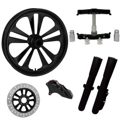 PartzBiz HD CRANK-SNGL-BLK-KIT-23PCKG - Crank Black 23" Wheel Tire Single Side w/ Raked Triple Trees Lowers & Sliders | CRANK-SNGL-BLK-KIT-23PCKG