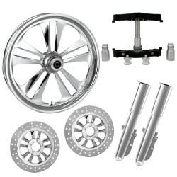 PartzBiz HD CRANK-DUAL-CHR-KIT-PCKG - Crank Chrome 23" Wheel Tire Dual Rotors w/ Raked Triple Trees Lowers & Sliders | CRANK-DUAL-CHR-KIT-PCKG
