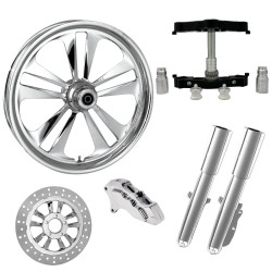 PartzBiz HD CRANK-SNGL-CHR-KIT-23PCKG - Crank Chrome 23" Wheel Tire Single Side w/ Raked Triple Trees Lowers & Sliders | CRANK-SNGL-CHR-KIT-23PCKG